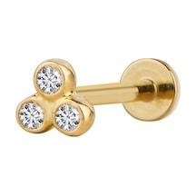 Goldkupe Üç Taşlı Altın Piercing-6459