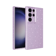 Zore Galaxy S24 Ultra Kılıf Kamera Korumalı Simli Lüks Ogaa Koton Kapak - Lila