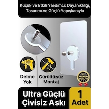 Süper Sağlam İz Bırakmaz Çerçeve Tablo Banyo Mutfak Ultra Güçlü Yapışkanlı Çivisiz Askı 1 Adet Çok Renkli