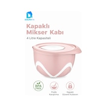 4 Litre Kapaklı Mikser Kabı Bpa İçermez Sıçratma Önleyici Hamur Yoğurma Kabı Pembe