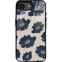Apple Uyumlu iPhone 16e Blue Flowers Tasarımlı Glossy Telefon Kılıfı Uyumlu Çok Renkli