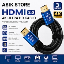 Hdmı 2.0 Kablo 3 Metre 4k Ultra Hd 18gbps Altın Uçlu Hdr Destekli Tv Monitör Ps5 Xbox Laptop Uyumlu