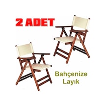 Motoryagmarket Bahçeme Marmaris Pvc Katlanır Ahşap Bahçe Balkon Sandalyesi X2
