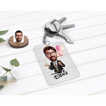 Kişiye Özel Erkek Doğum Günü Karikatürlü Şeffaf Pleksi Anahtarlık N11.249