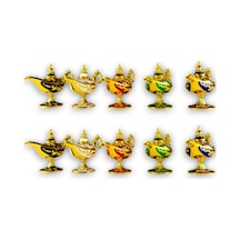 Buhurdanlık Özellikli Parlak Taşlı 10 Lu Aladdin Biblo Seti Renkli 9 6 CM