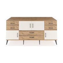 Kronos Konsol Tek Raflı 6 Çekmeceli 4 Kapaklı 176x59x83 Çam-aytaşı/çam Aytaşı/çam