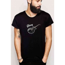 Gibson Les Paul Slash Metal Rock Baskılı Siyah Erkek Tshirt