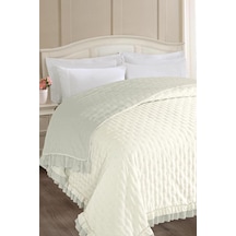 Adriana Fırfırlı Elyaf Dolgulu Çift Kişilik 200x220 Cm Yatak Örtüsü Krem Krem