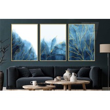 Alüminyum Çerçeveli Gerçek Cama Baskı Sanat Temalı 3'lü Set Cam Tablo 0083