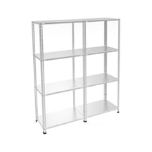 Raf Burada  4 Katlı Duble Galvaniz Çelik Raf - Depo, Arşiv, Kiler, Dosya, Market Rafı-43x60 cm-300 cm-0.70 mm