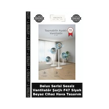 Delux Serisi Sessiz Vantilatör Şarjlı F47 Siyah Beyaz Cihaz Hava Tasarım