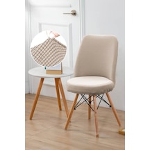 Yıkanabilir Streç Lastikli Likralı Oval Sandalye Kılıfı - Yuvarlak Sandalye Örtüsü Vizon -rengi Açık Kahve