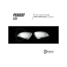 Peugeot 208 Krom Ayna Kapağı 2 Parça 2012-2019 Arası Paslanmaz Çelik