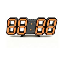 Dekoratif Dijital Led Masa Duvar Saati 3d Dijital Saat Çalar Saat Led Elektronik Saat Siyah Kasa Turuncu Işık Renkli