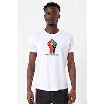 Hand Free Palestine Beyaz Erkek Bisikletyaka Tshirt Çok Renkli