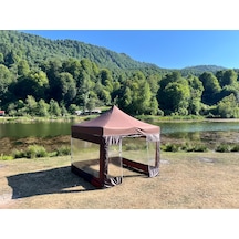 3x3 M 30 Mm Gazebo Tente Kış Bahçesi Kahverengi