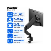 Dark Vm18 1 Adet Monitör Takılabilen 13"-32" Uyumlu Amortisörlü, Masa Monte Monitör Kolu Dk-ac