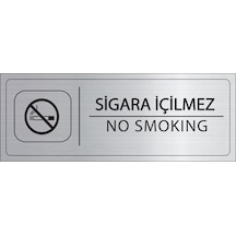 Mayeka Sigara İçilmez İsimlik Gümüş Metal Kapı İsimliği Levhası Yönlendirme Tabelası