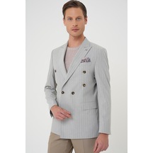Efor Slim Fit Çift Yırtmaç Çizgili Kruvaze Casual Gri Ceket C 704 Gri Efor Slim Fit Çift Yırtmaç Çizgili Kruvaze Casual Gri Ceket C 704 Gri