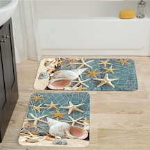 Rovigo Home Baskılı Kaymaz Taban 2'Li Banyo Paspas Takım Rvg5012-100x60-60x50 Çok Renkli