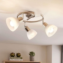 Rsylight 3 Lü İnox 180 Derece Hareketli Beyaz Camlı Modern Dekoratif Avize-rys90190101116 Siyah