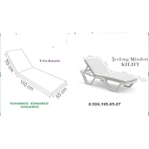 Süngersiz Werty Home 180-55-5 Cm İmperteks Şezlong Minder Kılıfı Yıkanır Arkadan Kuşaklı Fermuarlı Krem