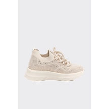 Derinet Comfort Taban Taşlı Kadın Sneaker Bej Bej