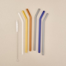 Straw Color 6'lı Cam Pipet Fırça Seti - Renkli Çok Renkli