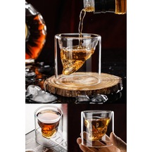 300 Ml Viski Kokteyl Bardağı Kuru Kafa Model Ice Coffee Bardağı Tasarımlı Kristal Cam Bardak Teqila