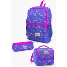 Coral High Kids Lavanta Pembe Flamingo Desenli 3 Lü Okul Çanta Seti