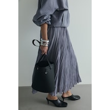 Suud Collection Gri Donette Piliseli Etek