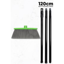 Saplı Ev Süpürgesi - Ekstra Kaliteli - 120cm Sap - Demonte Sap - Uzun Fırça Kılı - Dış Mekan Süpürge