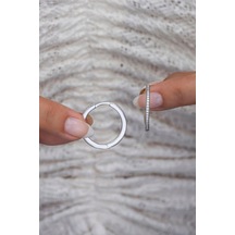 925 Ayar Gümüş Rodyumlu 25 Mm Tamtur Halka Küpe Rodyum