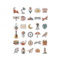 30 Adet Estetik Geometrik Çizim Sticker Seti - Laptop Defter Telefon Ajanda İçin Çok Renkli