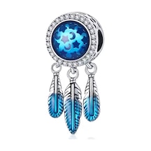 Fubena Mavi Taşlı Spiritüel Gümüş Charm