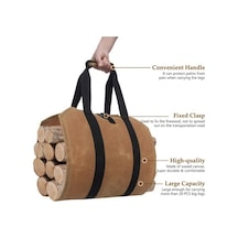 Novahub Kamp İçin Dayanıklı Odun Taşıyıcı Çanta - Mumlu Tuval Kütük Torbası 39x16 İnç Haki Haki