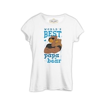 World's Best Papa Bear Beyaz Kadın Tshirt 001