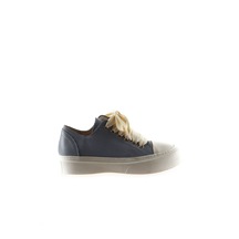 01WS10900 Bueno Shoes Mavi Beyaz Deri Kadın Düz Ayakkabı