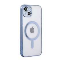 Apple Uyumlu - iPhone 14 Plus Kılıf Magneticsafe Lazer Silikon - Sierra Blue