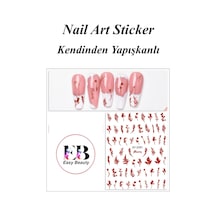 Nail Art Sticker Kendinden Yapışkanlı, Tırnak Süsleme, Tırnak Dövmesi Stikır 2341 Kırmızı-2341