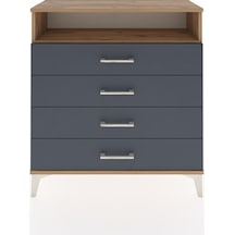 Arges Şifonyer Tek Raflı 4 Çekmeceli 88x30x96 Çam-antrasit Atlas Çam