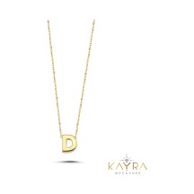 Kayra Mücevher Sade D Harfi Altın Kolye Bm112