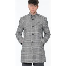 Plt8391 Dewberry Erkek Palto-Desenli Siyah