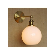Rustik Vintage Eskitme Opal Camlı Aplik Duvar Lambası Okuma Lambası Siyah