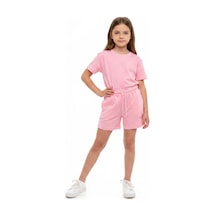 Toontoy Kids Toontoy Kız Çocuk Beli Lastikli Bağlamalı Nakışlı Şort 25051 Pembe