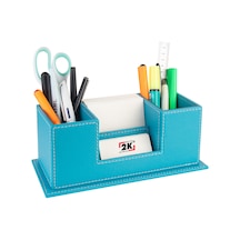Masaüstü Deri Organizer Kalemlik 4 Gözlü Desktop Organizer Rainbow Vegan 10x12x25 Cm. Turkuaz Turkuaz