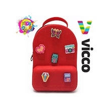Vicco Pvc Mini Boy Çocuk Plaj Çantası Kreş Çantası Sırt Çantası Okul Çantası Unisex Çanta Kırmızı