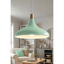 Nova Ahşap Sarkıt Avize, Bohem Tavan Lambası Ve Salon Oturma Odası Aydınlatması - Mint Yeşili - 35 Cm Modern Diğer