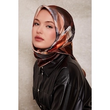Levidor Çiçek Desen Sura İpek Eşarp-0930 Kahve