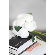 7li Şakayık Gül Buketi 25 Cm Beyaz Beyaz